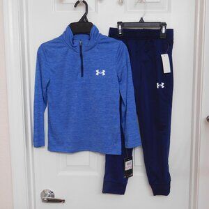 2pc Under Armour Blue 1/4 Zip Shirt & Navy Joggers Set sz 6